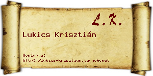 Lukics Krisztián névjegykártya